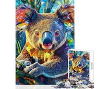 Puzzle per ragazzi da 1000 pezzi con koala in vetro colorato puzzle per adulti giochi per famiglie decorazione per la casa regali unici per compleanno e Natale (dimensioni 50x75cm)