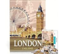 Puzzle per ragazzi da 1000 pezzi con la città di Londra Gran Bretagna gioco impossibile divertente antistress ideale come regalo 50x75cm