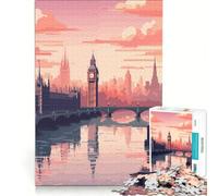 Puzzle per ragazzi da 1000 pezzi con la città di Londra Regno Unito gioco impossibile divertente antistress ideale come regalo 38x26cm