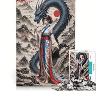 Puzzle per ragazzi da 1000 pezzi con la geisha e l'uomo che sussurra ai draghi, giocattolo educativo, per divertimento in famiglia, compleanno e Natale 38x52cm