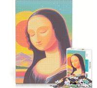 Puzzle per ragazzi da 1000 pezzi con la Gioconda al tramonto antistress di difficoltà elevata adatto come decorazione da scrivania 38x26cm