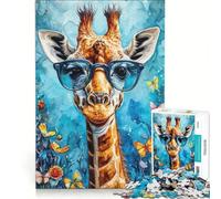 Puzzle per ragazzi da 1000 pezzi con la Giraffa Curiosa, gioco educativo, decorazione da parete, con poster abbinato e foglio di curiosità 38x52cm