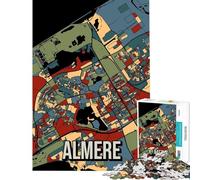 Puzzle per ragazzi da 1000 pezzi con la mappa della città di Almere Earttone Paesi Bassi Puzzle antistress per ragazzi stimolante e divertente da completare gioco educativo 50x75cm