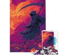 Puzzle per ragazzi da 1000 pezzi con la Morte in pixel art e falce Puzzle rilassante per le vacanze a casa ideale come regalo (dimensioni 38x26cm)