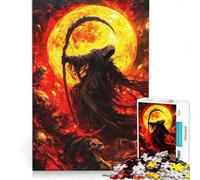 Puzzle per ragazzi da 1000 pezzi con la Morte tra le fiamme dell'inferno, gioco interattivo, attività divertenti da fare a casa, con poster e foglio di curiosità abbinati 50x75cm