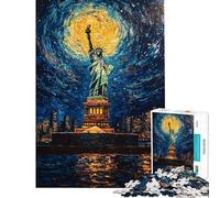 Puzzle per ragazzi da 1000 pezzi con la Statua della Libertà di notte puzzle per adulti gioco per famiglie divertente e spiritoso ottimo regalo per gli appassionati di videogiochi (dimensioni 38x52cm)