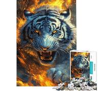 Puzzle per ragazzi da 1000 pezzi con la tigre feroce e le fiamme gioco interattivo e stimolante ideale come regalo Una sfida impegnativa (dimensioni 38x26cm)
