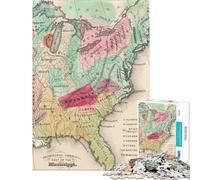 Puzzle per ragazzi da 1000 pezzi con la vecchia mappa dell'America Puzzle per adulti gioco interattivo un'opera d'arte per l'interazione genitore-figlio (dimensioni 38x52cm)