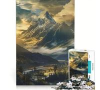 Puzzle per ragazzi da 1000 pezzi con la vetta dorata della montagna, antistress, sfida impegnativa, per rafforzare l'amore tra le coppie 50x75cm