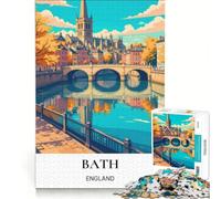 Puzzle per ragazzi da 1000 pezzi con l'abbazia di Bath e le sue rive, giocattolo fai-da-te, interazione genitore-figlio, compleanno e Natale 38x52cm