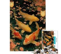 Puzzle per ragazzi da 1000 pezzi con laghetto di carpe koi e lanterne gioco rompicapo gara di velocità manuale aiuta ad allenare la mente (dimensioni 38x26cm)