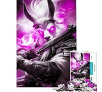 Puzzle per ragazzi da 1000 pezzi con lama samurai e occhi luminosi animali giochi per ragazzi modelli da assemblare regali di Natale e compleanno (dimensioni 38x26cm)