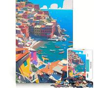 Puzzle per ragazzi da 1000 pezzi con le affascinanti Cinque Terre,taglio preciso,divertente puzzle logico,gioco rilassante,regalo di Natale artistico (38x52cm)