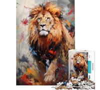 Puzzle per ragazzi da 1000 pezzi con leone che cammina nella pittura ideale per compleanno e Natale decorazione murale gioco rompicapo per ragazzi dai 14 anni in su (38x26cm)