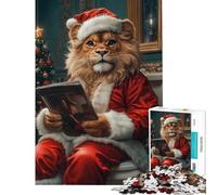 Puzzle per ragazzi da 1000 pezzi con leone e Babbo Natale giocattolo educativo per la lettura e l'apprendimento attività pratiche per tutta la famiglia regalo di compleanno (dimensioni 50x75cm)