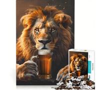 Puzzle per ragazzi da 1000 pezzi con leone e birra gioco per tutta la famiglia attività divertenti da fare a casa regalo di compleanno regalo di viaggio 50x75cm