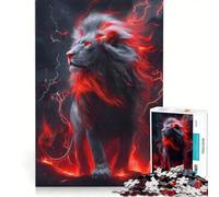 Puzzle per ragazzi da 1000 pezzi con leone infuocato e fulmine, gioco rilassante, decorazione per la casa, adatto per la decorazione della scrivania 50x75cm