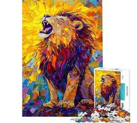 Puzzle per ragazzi da 1000 pezzi con leone ruggente pittura a spatola colorata gioco di puzzle per adulti decorazione da parete ideale come regalo per tutta la famiglia (dimensioni 38x52cm)