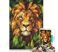 Puzzle per ragazzi da 1000 pezzi con leone tra le foglie gioco rilassante decorazione per la casa adatto per la scrivania 38x52cm
