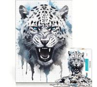 Puzzle per ragazzi da 1000 pezzi con leopardo ad acquerello gioco rompicapo per genitori e figli regalo di compleanno 38x26cm
