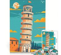 Puzzle per ragazzi da 1000 pezzi con l'illustrazione della Torre Pendente di Pisa gioco antistress sfida impegnativa rafforza l'amore tra le coppie 38x52cm