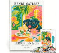 Puzzle per ragazzi da 1000 pezzi con l'immagine del carlino e del caffè di Henri Matisse gioco educativo migliora la memoria regalo di compleanno regalo 38x26cm