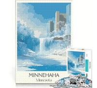 Puzzle per ragazzi da 1000 pezzi con l'immagine delle cascate Minnehaha, gioco rilassante, difficile e stimolante, ogni pezzo è unico 38x52cm