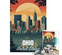 Puzzle per ragazzi da 1000 pezzi con lo skyline dell'Ohio Giocattolo avvincente per coltivare la pazienza Gioco per famiglie adatto anche alle coppie Ottimo regalo per gli amanti dei giochi (50x75cm)