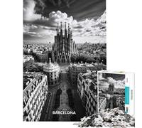 Puzzle per ragazzi da 1000 pezzi con lo skyline di Barcellona e la Sagrada Familia Gioco per adulti gioco per famiglie taglio di precisione gioco stimolante regalo (dimensioni 38x26cm)