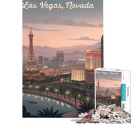 Puzzle per ragazzi da 1000 pezzi con lo skyline di Las Vegas Gioco interattivo educativo e stimolante ideale come regalo per chi ama i giochi di analisi e logica (dimensioni 38x52cm)