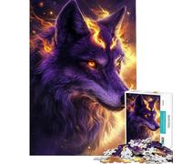 Puzzle per ragazzi da 1000 pezzi con lo spirito del lupo infuocato taglio di precisione interazione genitore-figlio rompicapo gioco per famiglie 38x26cm