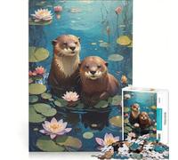 Puzzle per ragazzi da 1000 pezzi con lontre curiose, antistress, sfida impegnativa, per rafforzare l'amore tra le coppie 50x75cm