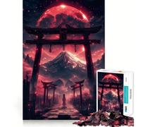 Puzzle per ragazzi da 1000 pezzi con luna di sangue e cancello Torii,disegno dai bordi precisi,gioco divertente e rilassante,regalo di Natale per la tranquillità 50x75cm