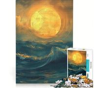 Puzzle per ragazzi da 1000 pezzi con luna piena sull'oceano, giochi rilassanti, decorazione per la casa, adatto per la scrivania 38x26cm