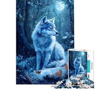 Puzzle per ragazzi da 1000 pezzi con lupo al chiaro di luna nella foresta Puzzle per ragazzi con un disegno impegnativo da completare compleanno e Natale 38x52cm