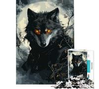 Puzzle per ragazzi da 1000 pezzi con lupo dagli occhi luminosi Attività divertenti da fare in casa decorazione per la casa gioco pratico per ragazzi dai 14 anni in su (50x75cm)