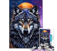 Puzzle per ragazzi da 1000 pezzi con lupo dagli occhi luminosi una sfida impegnativa per il divertimento in famiglia un giocattolo antistress per ragazzi dai 14 anni in su (38x26cm)