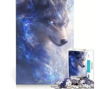 Puzzle per ragazzi da 1000 pezzi con lupo dalla fiamma blu, antistress, rilassante e stimolante per la mente, compleanni e altre occasioni 50x75cm