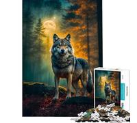 Puzzle per ragazzi da 1000 pezzi con lupo lupo mannaro e paesaggio Puzzle antistress da 1000 pezzi regalo di compleanno regalo di viaggio (38x26cm)