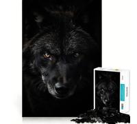 Puzzle per ragazzi da 1000 pezzi con lupo nero,animale possente,incastro perfetto,gioco creativo,attività per il tempo libero,regalo di Natale 50x75cm