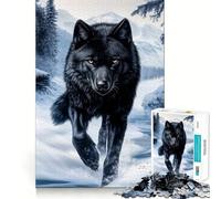 Puzzle per ragazzi da 1000 pezzi con lupo nero in un paesaggio invernale,disegno dai bordi precisi,gioco divertente e rilassante,regalo di Natale ideale 38x26cm