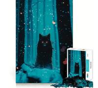Puzzle per ragazzi da 1000 pezzi con lupo nero in una foresta innevata,incastro perfetto,gioco creativo,ideale per il tempo libero e come regalo di Natale 50x75cm