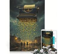 Puzzle per ragazzi da 1000 pezzi con macchina da scrivere vintage pioggia di carta e strada acciottolata Gioco rilassante di analisi e logica per migliorare l'amore tra le coppie 38x52cm