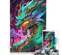 Puzzle per ragazzi da 1000 pezzi con maestosa illustrazione di un drago turchese e oro gioco rilassante attività divertenti da fare a casa gioco dal design accattivante 38x26cm