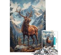 Puzzle per ragazzi da 1000 pezzi con maestoso alce tra le montagne ideale per compleanni e Natale Giocattolo per rafforzare i ricordi decorazione da parete Adatto a persone dai 14 anni in su (38x26cm)