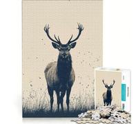 Puzzle per ragazzi da 1000 pezzi con maestoso cervo in un prato antistress di difficoltà elevata ideale come decorazione da scrivania 38x26cm