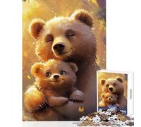 Puzzle per ragazzi da 1000 pezzi con mamma orsa e cucciolo giochi rilassanti decorazione per la casa giocattoli fai da te con poster abbinato e foglio di curiosità (38x52cm)