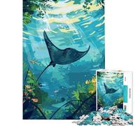 Puzzle per ragazzi da 1000 pezzi con manta sottomarina gioco interattivo educativo e stimolante ideale come regalo per chi ama i giochi di analisi e logica (dimensioni 38x26cm)