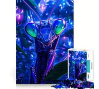 Puzzle per ragazzi da 1000 pezzi con mantide religiosa blu in primo piano,disegno preciso dai bordi,gioco divertente per concentrarsi,momento di relax,regalo di Natale rilassante 50x75cm