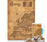 Puzzle per ragazzi da 1000 pezzi con mappa antica dell'Europa, gioco impossibile, regalo di compleanno, compleanno e altre occasioni 38x26cm